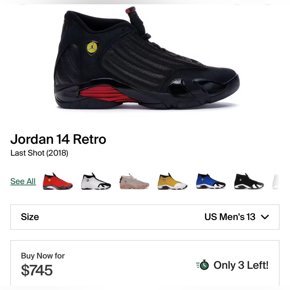 Jordan 14 Retro Black and Red Sneakers